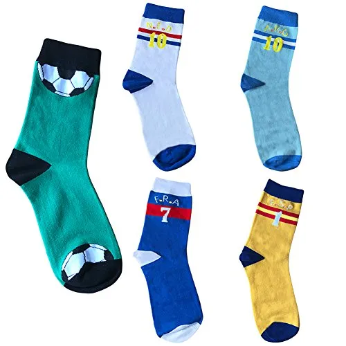 5 Pack Men's Cool Crazy Football Patterned Novelty Funny Cotton Casual Crew Socks, Multicolor, Free