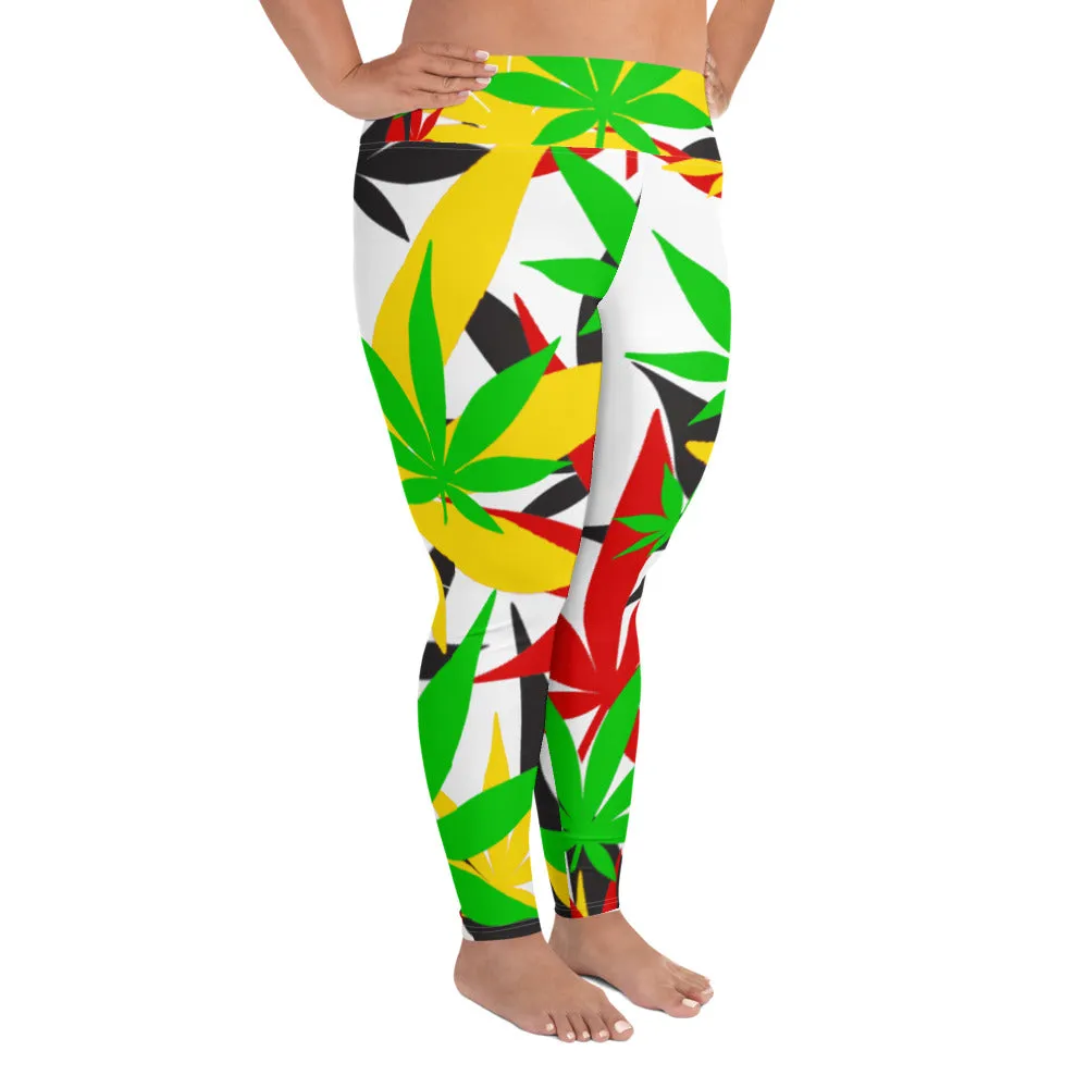 All-Over Print Plus Size Solid Leaf E4SO Leggings