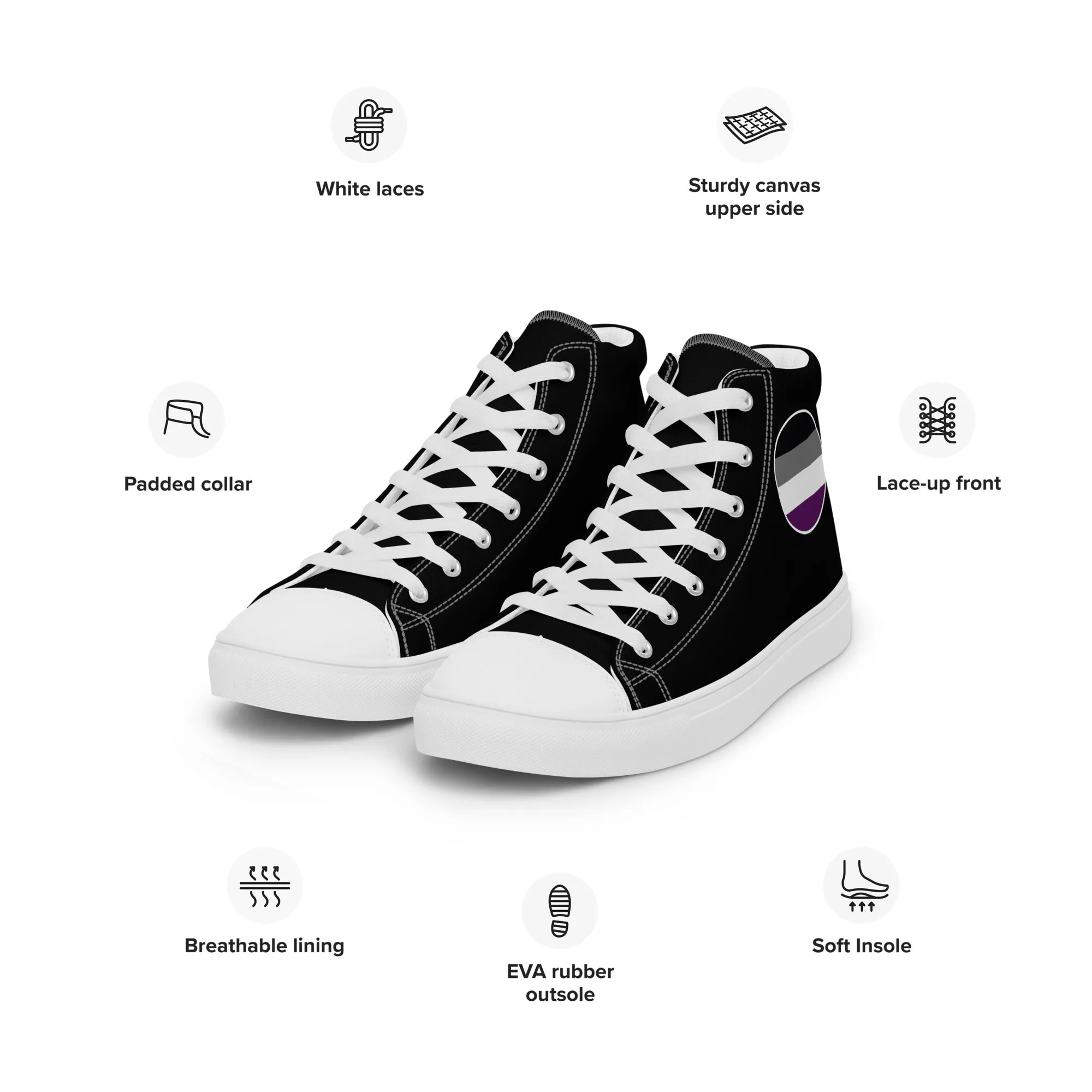 Asexual Ace Women’s High Top Canvas Athletic Shoes