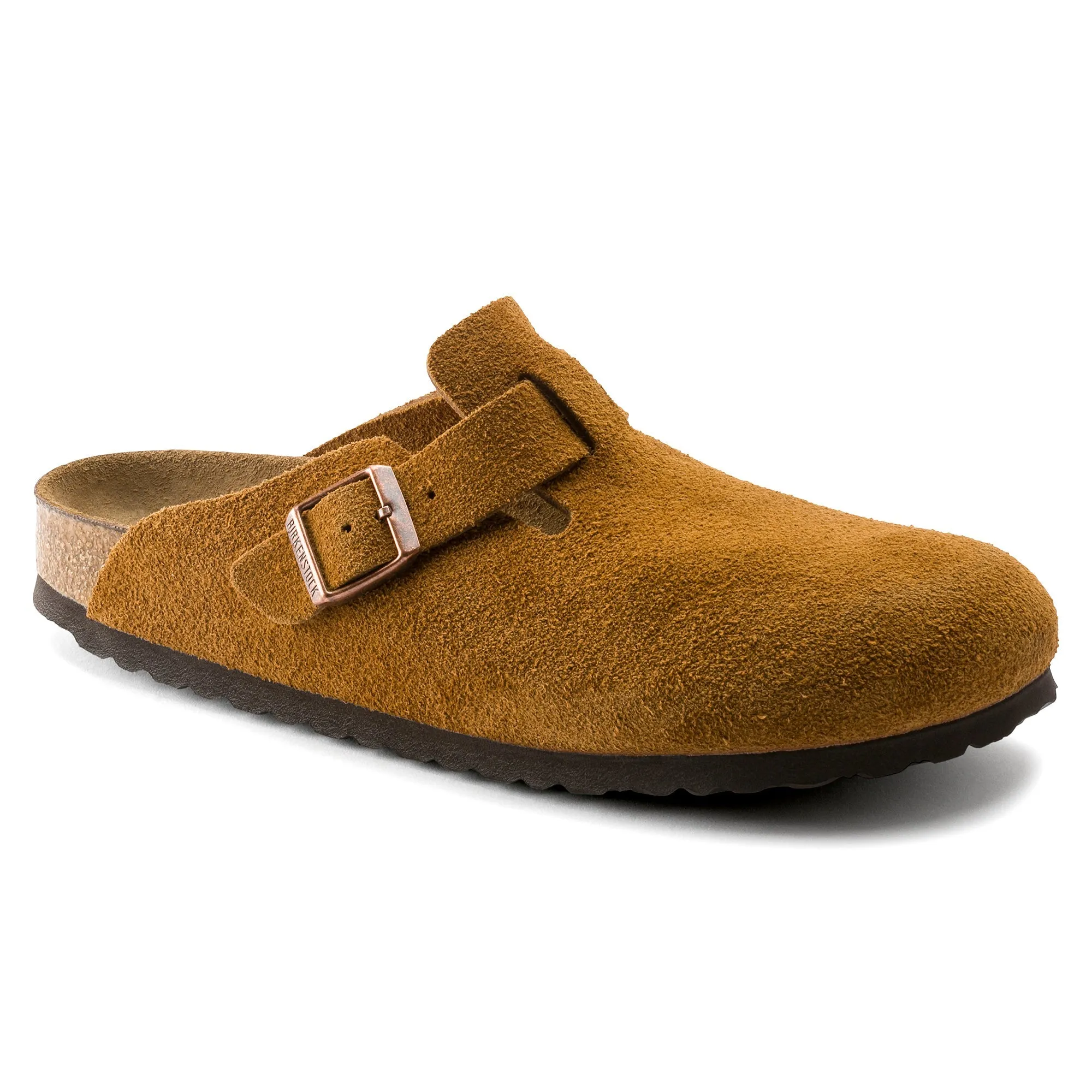 Birkenstock Boston Soft Footbed Suede Leather Color: Mink (MEDIUM/NARROW WIDTH)