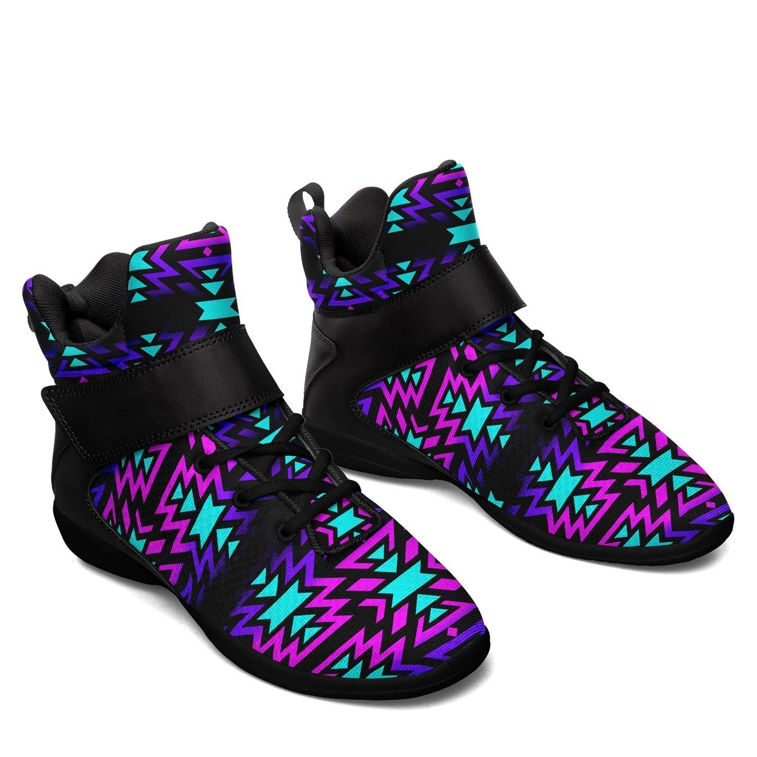 Black Fire Winter Sunset Ipottaa Basketball / Sport High Top Shoes - Black Sole