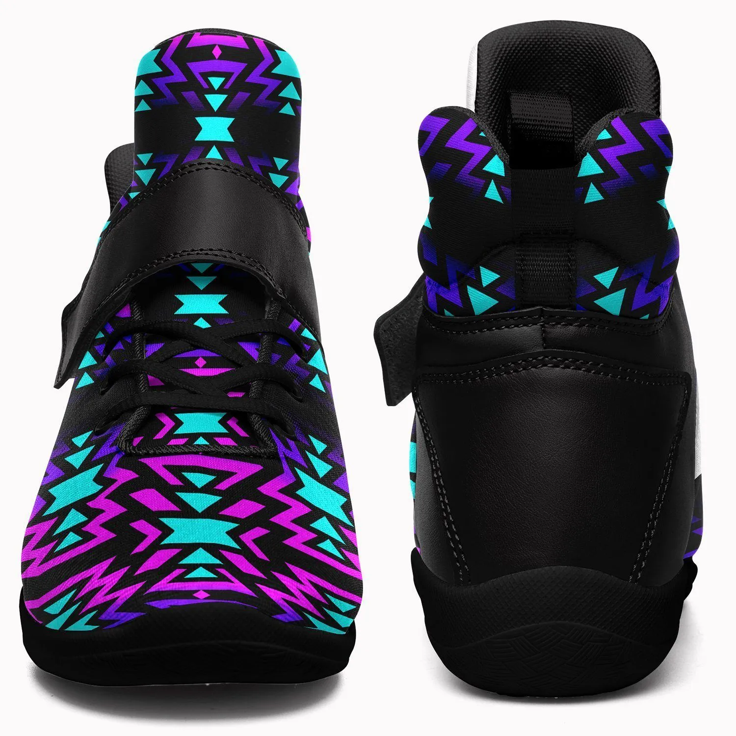 Black Fire Winter Sunset Ipottaa Basketball / Sport High Top Shoes - Black Sole