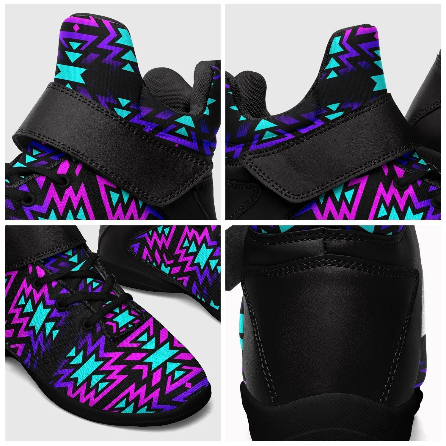 Black Fire Winter Sunset Ipottaa Basketball / Sport High Top Shoes - Black Sole