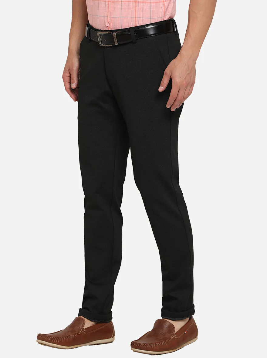 Black Solid Venice Fit Casual Trouser | JadeBlue