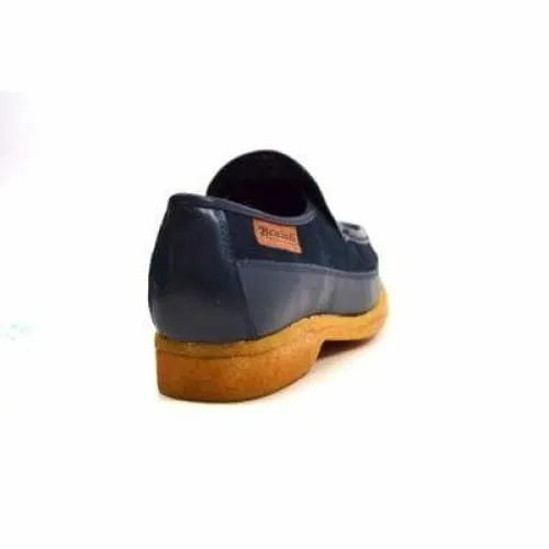 British Walkers Brooklyn Men's Navy Blue Leather and Suede Crepe Sole Slip On