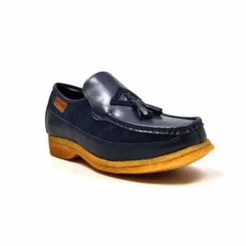 British Walkers Brooklyn Men's Navy Blue Leather and Suede Crepe Sole Slip On