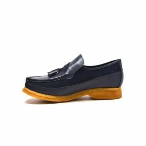 British Walkers Brooklyn Men's Navy Blue Leather and Suede Crepe Sole Slip On