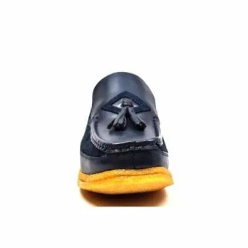 British Walkers Brooklyn Men's Navy Blue Leather and Suede Crepe Sole Slip On