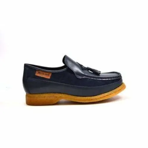 British Walkers Brooklyn Men's Navy Blue Leather and Suede Crepe Sole Slip On