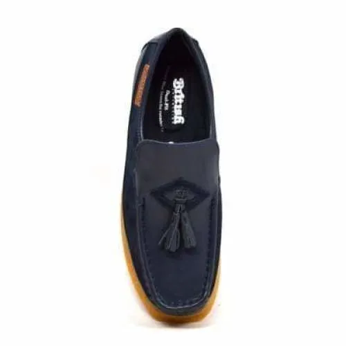 British Walkers Brooklyn Men's Navy Blue Leather and Suede Crepe Sole Slip On