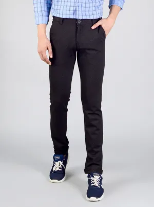 Caviar Black Printed Slim Fit Casual Trouser | JadeBlue