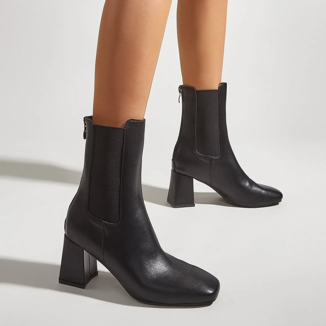 Chunky Heel Short Boots