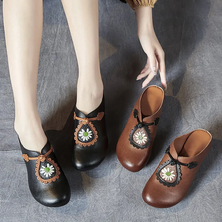 Ethnic Style Close Toe Printed Leather Slippers