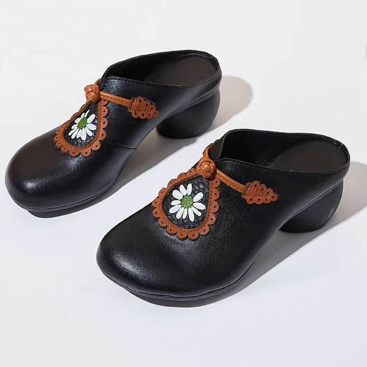 Ethnic Style Close Toe Printed Leather Slippers