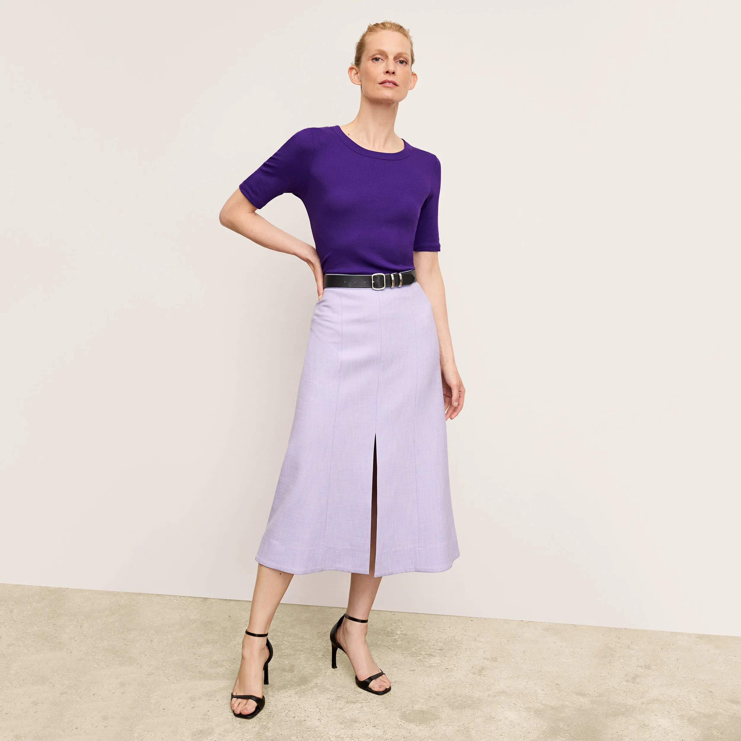 Eva Skirt - Stretch Tweed :: Lilac/Ivory