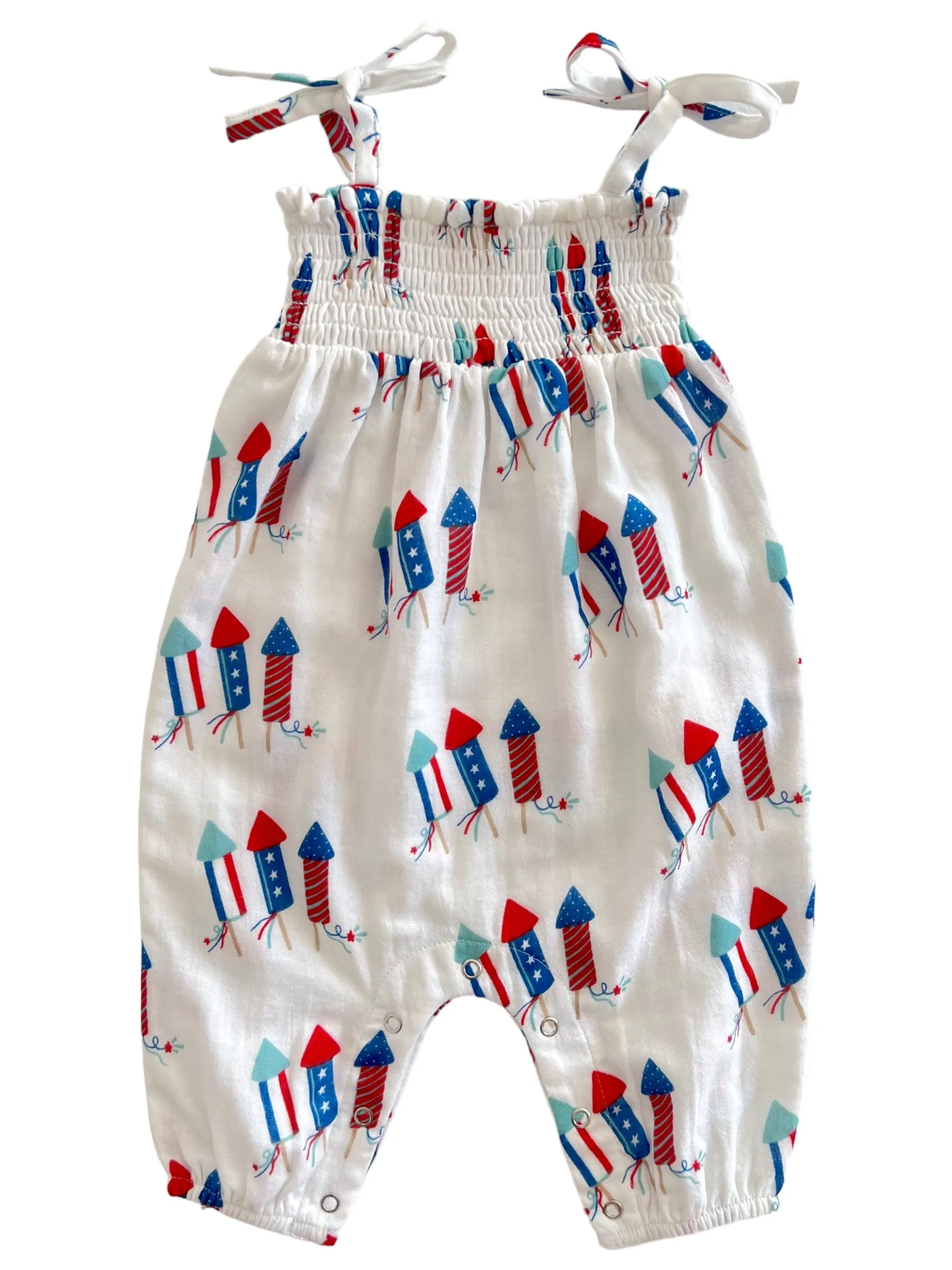 Firecrackers / Organic Smocked Jumpsuit