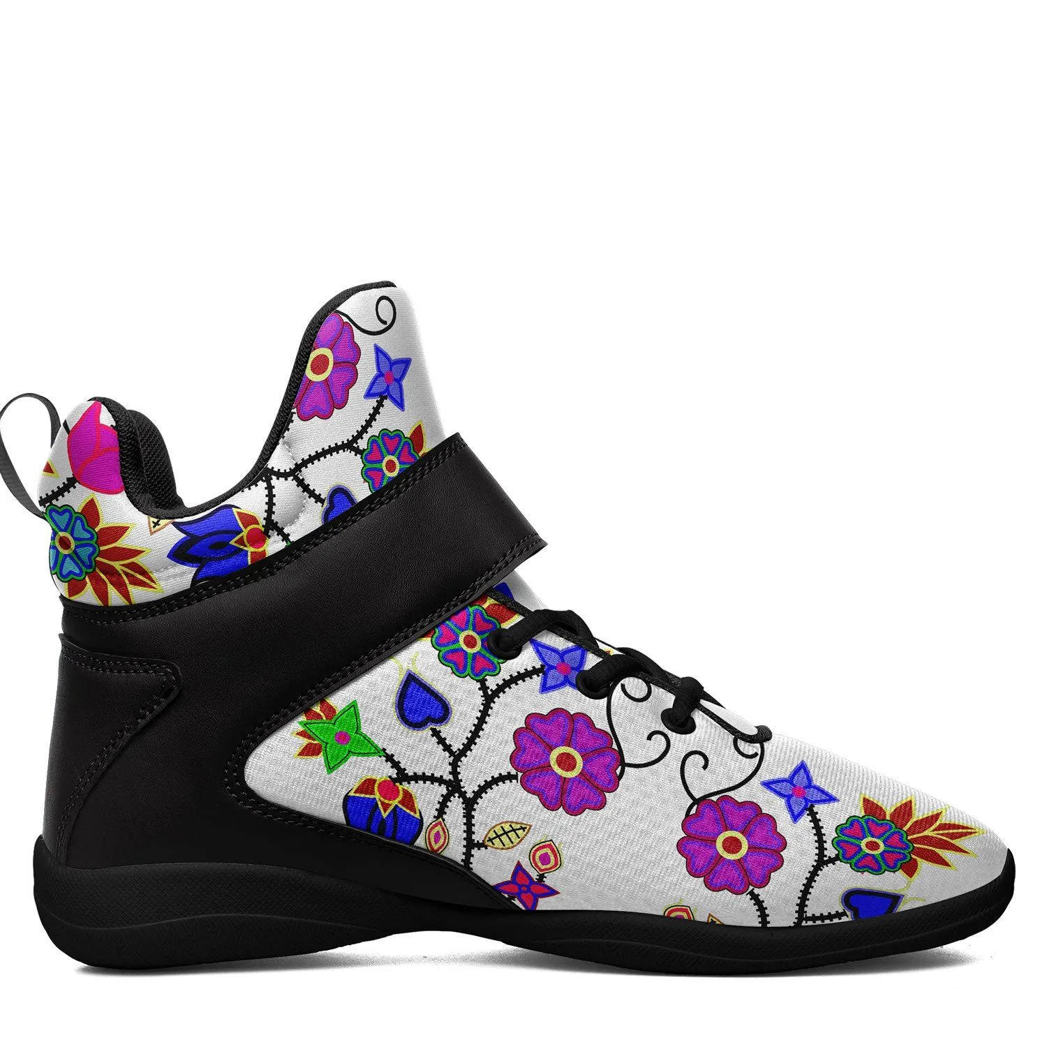 Floral Beadwork Seven Clans White Ipottaa Basketball / Sport High Top Shoes