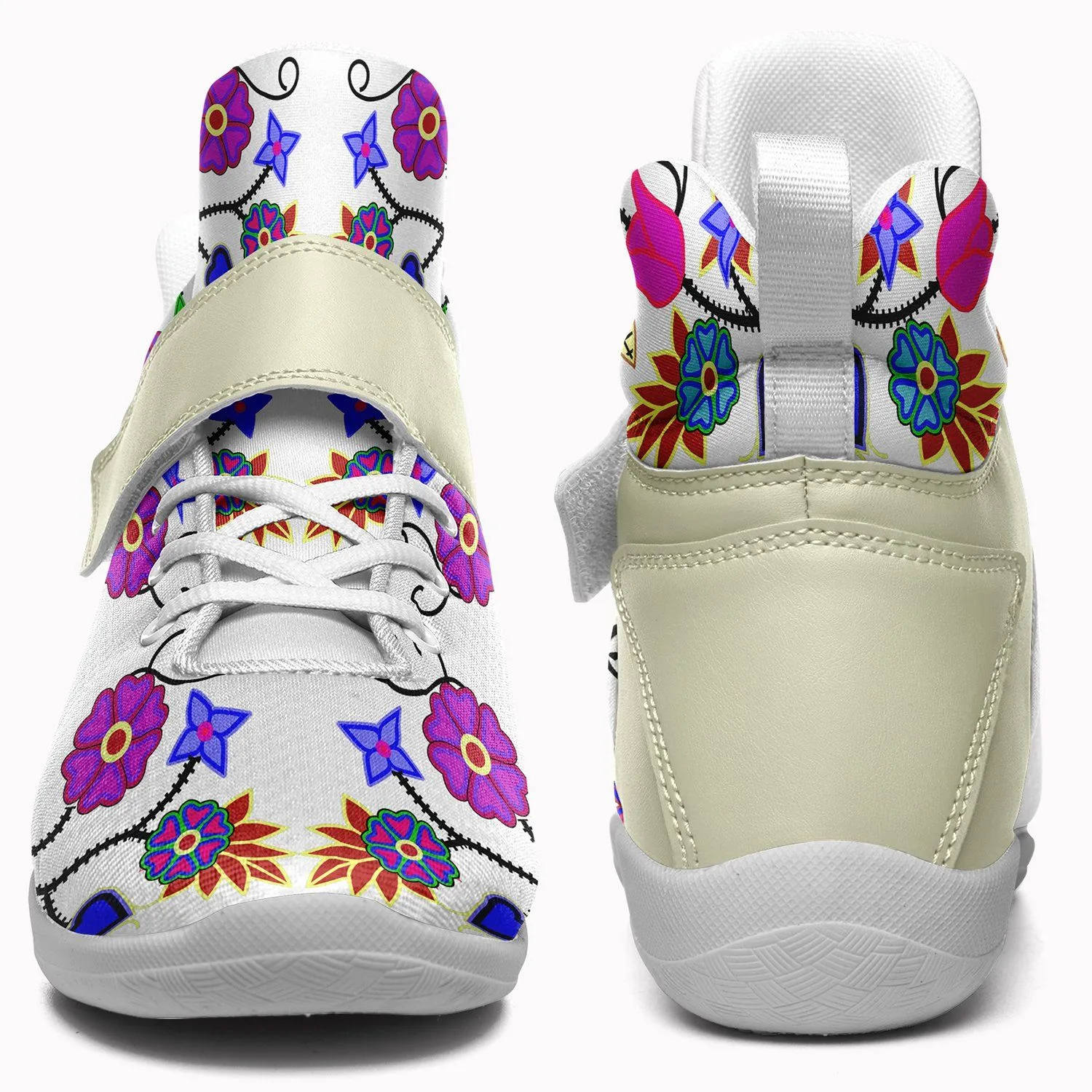 Floral Beadwork Seven Clans White Ipottaa Basketball / Sport High Top Shoes