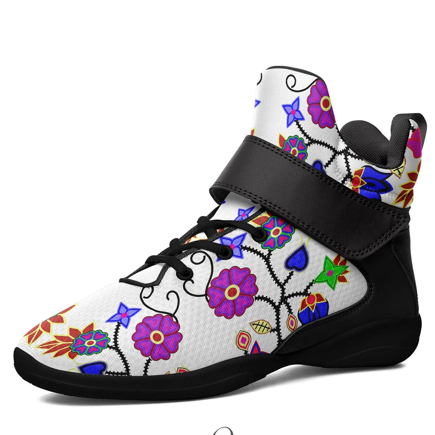 Floral Beadwork Seven Clans White Ipottaa Basketball / Sport High Top Shoes