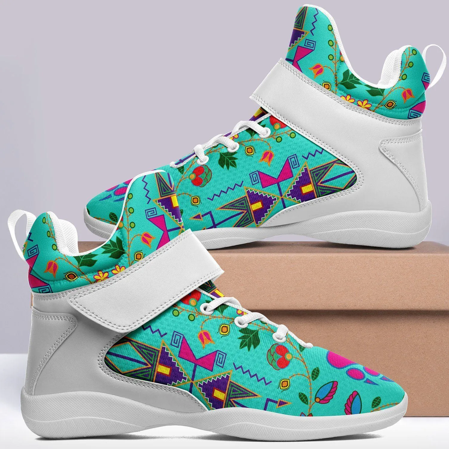 Geometric Floral Fall Sky Kid's Ipottaa Basketball / Sport High Top Shoes