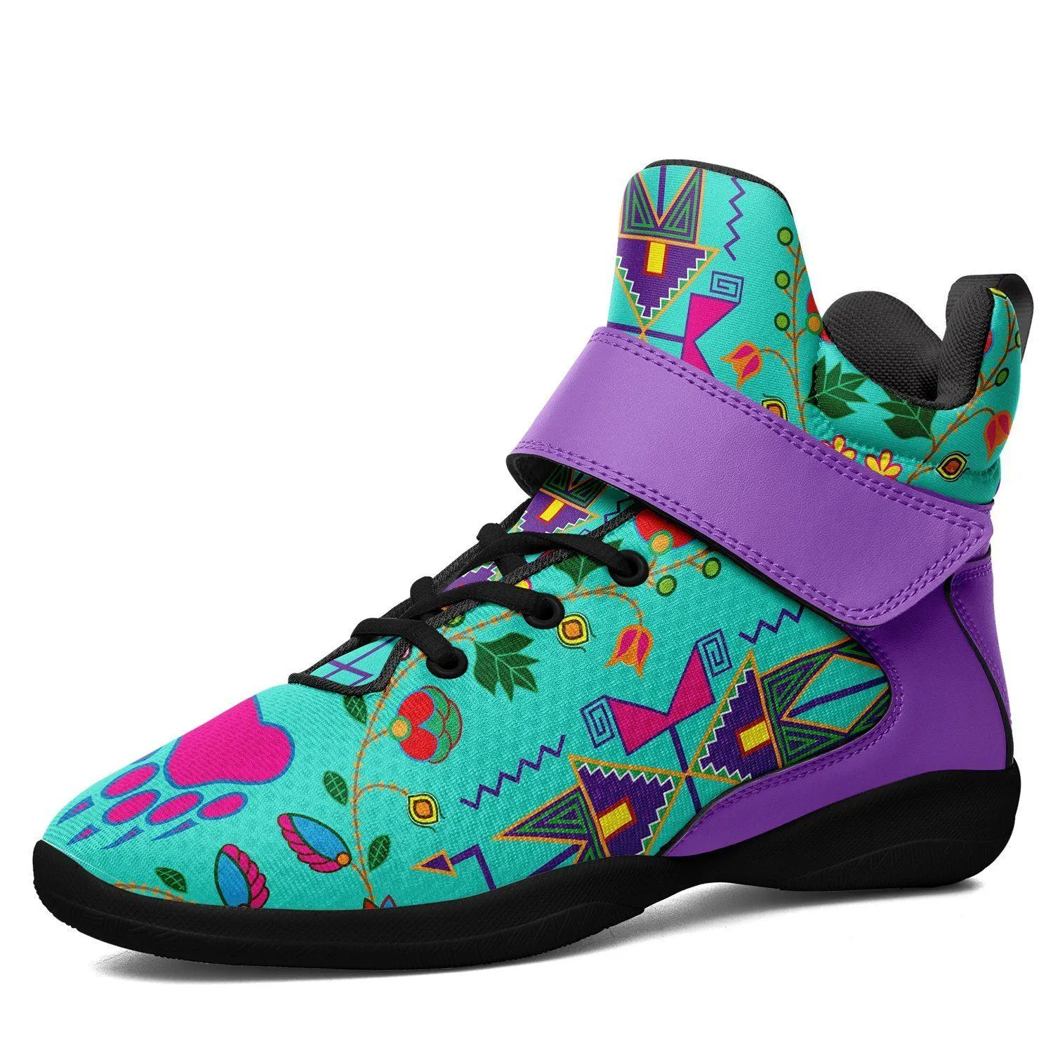 Geometric Floral Fall Sky Kid's Ipottaa Basketball / Sport High Top Shoes