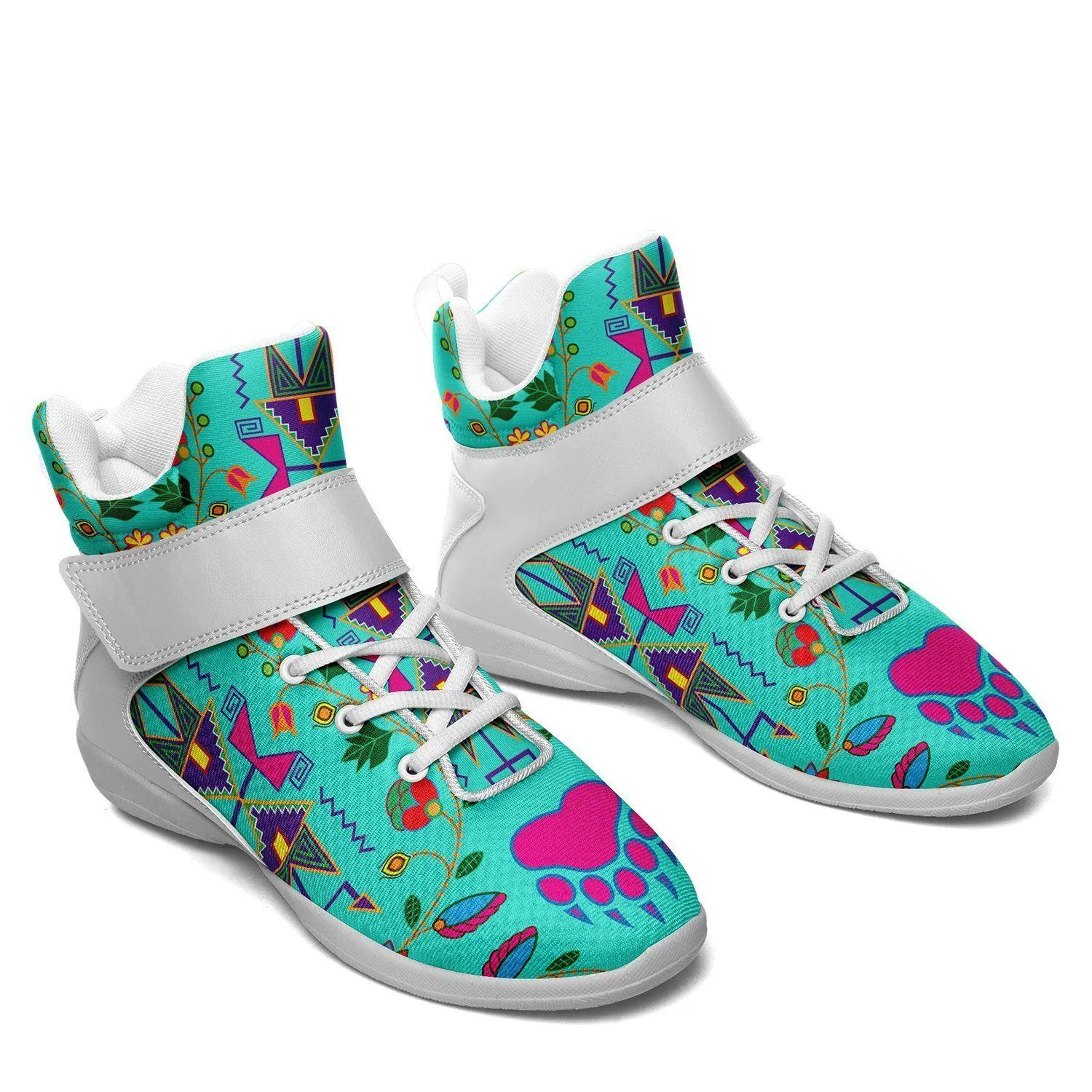 Geometric Floral Fall Sky Kid's Ipottaa Basketball / Sport High Top Shoes