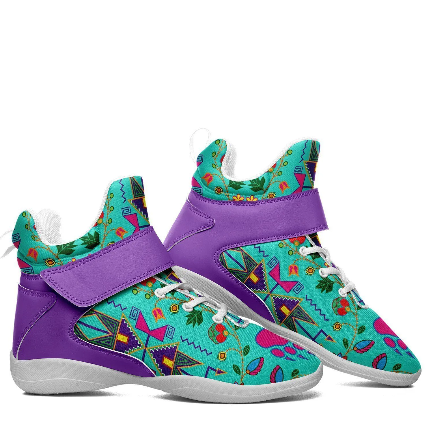 Geometric Floral Fall Sky Kid's Ipottaa Basketball / Sport High Top Shoes