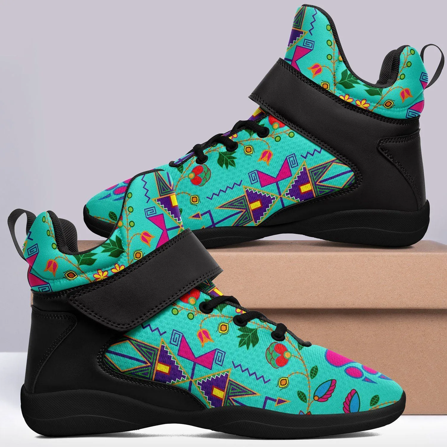 Geometric Floral Fall Sky Kid's Ipottaa Basketball / Sport High Top Shoes