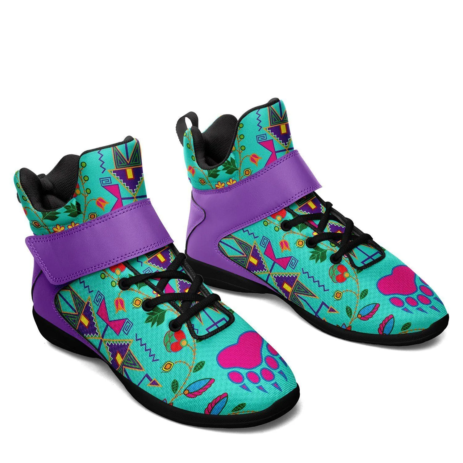 Geometric Floral Fall Sky Kid's Ipottaa Basketball / Sport High Top Shoes