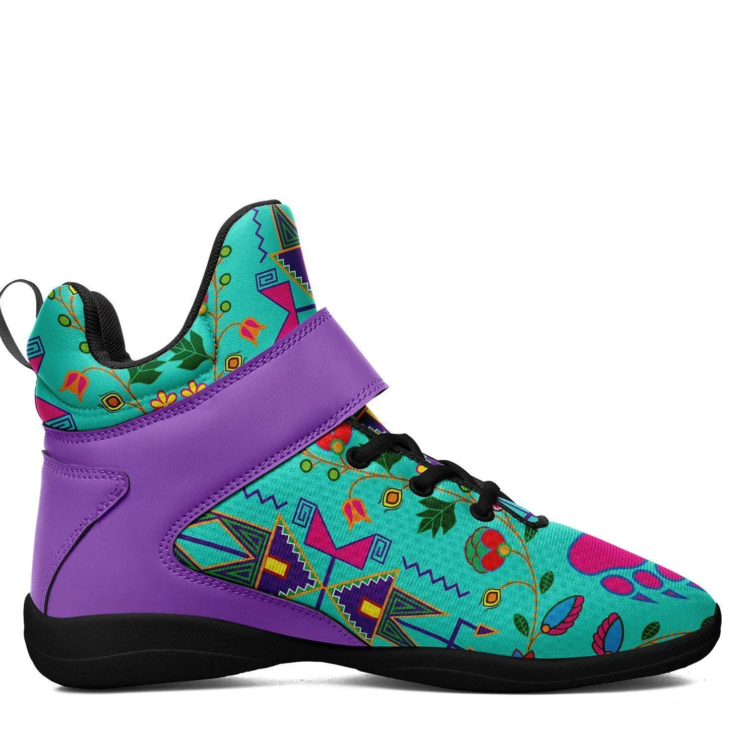 Geometric Floral Fall Sky Kid's Ipottaa Basketball / Sport High Top Shoes