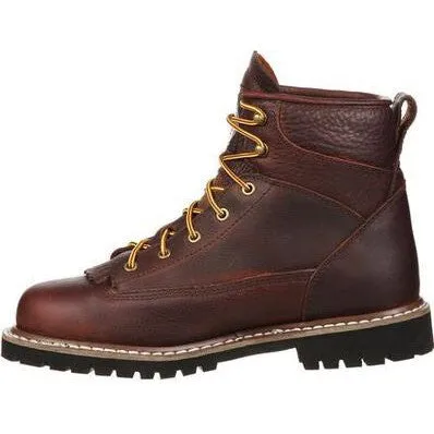 Georgia Men's Logger 6" Soft Toe WP Lace-To-Toe Work Boot- Chocolate- GBOT052