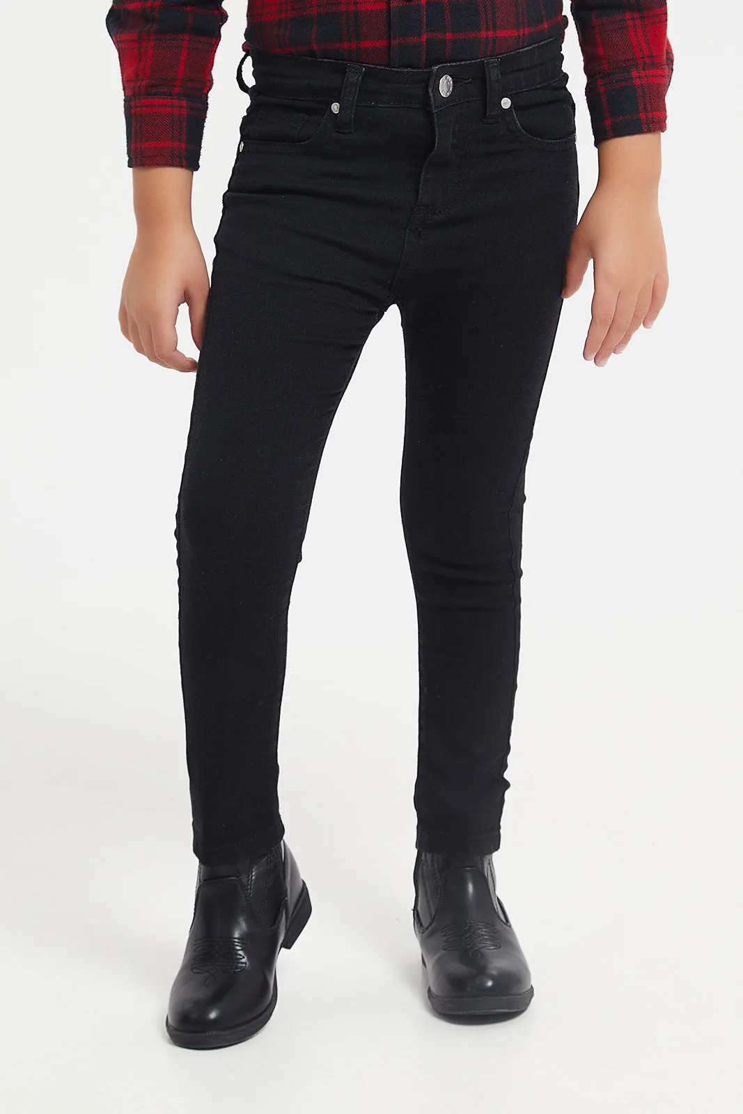 Girls Black Basic 5 Pocket Jeans