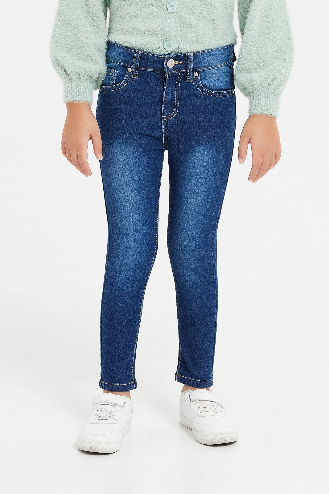 Girls Navy Basic 5 Pocket Jeans