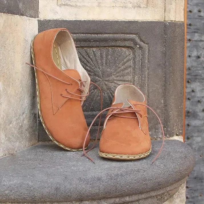 Handmade Barefoot Leather Shoes Orange for Men