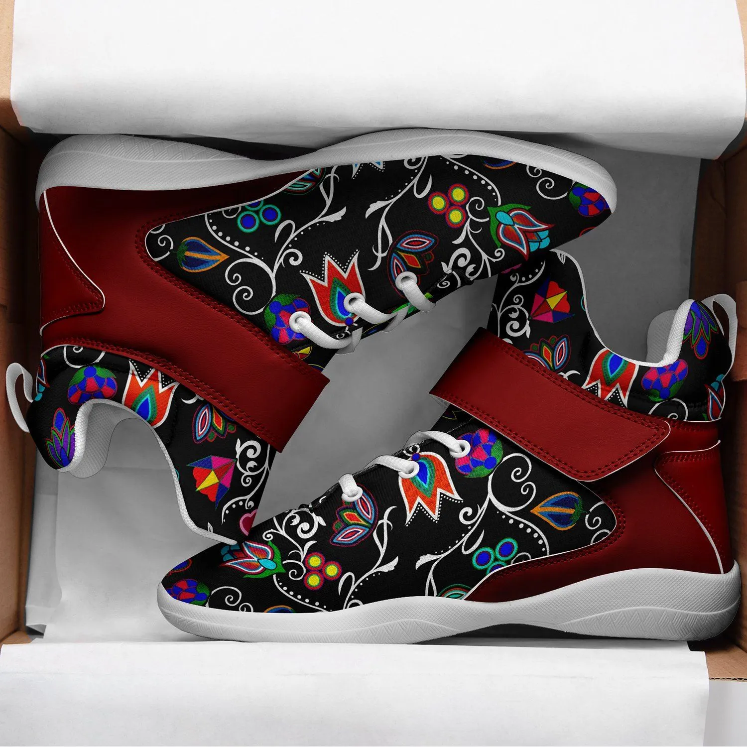 Indigenous Paisley Black Ipottaa Basketball / Sport High Top Shoes