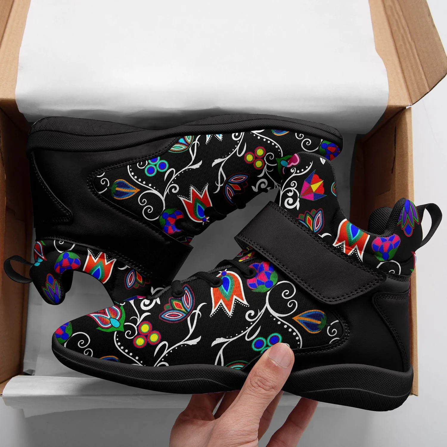 Indigenous Paisley Black Ipottaa Basketball / Sport High Top Shoes