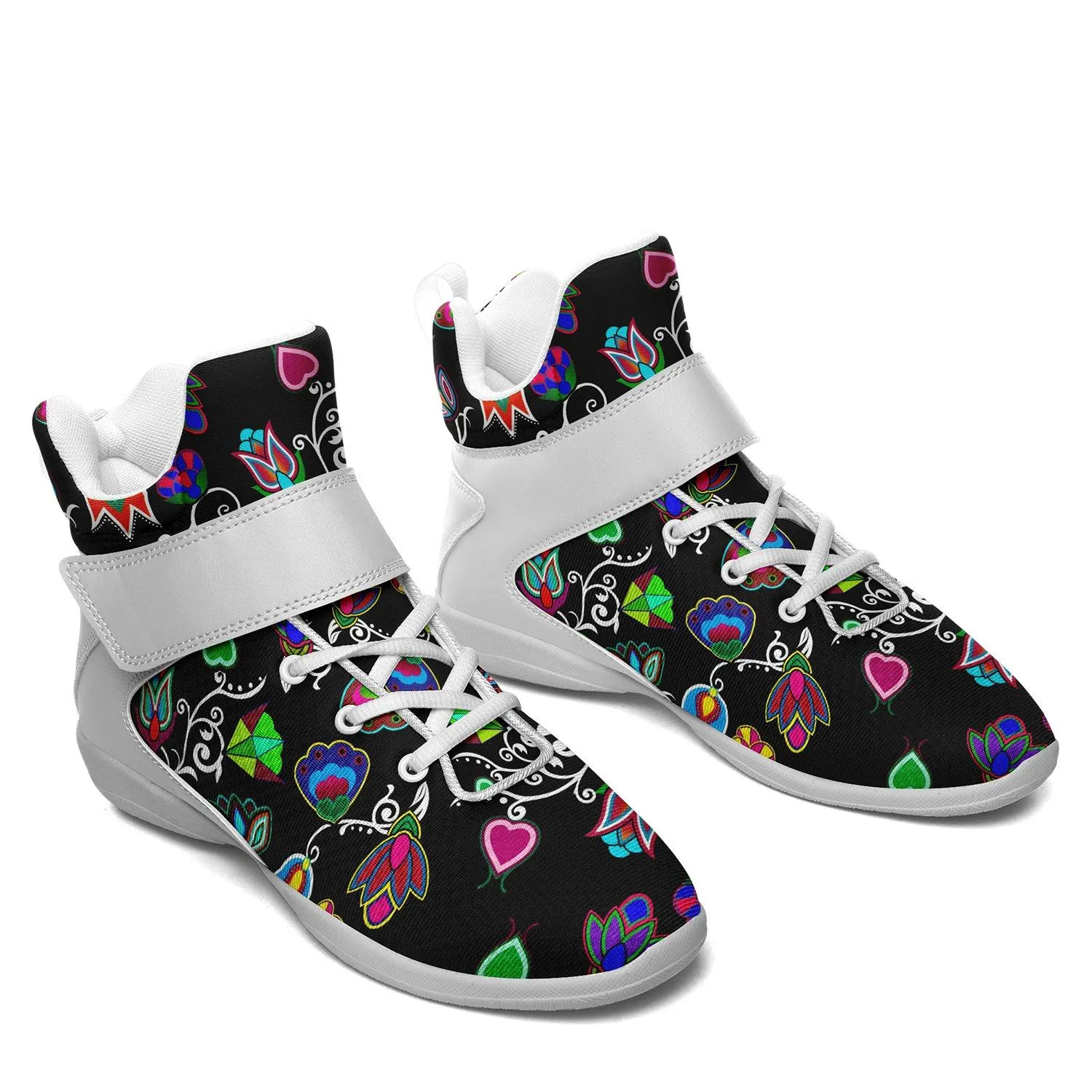 Indigenous Paisley Black Ipottaa Basketball / Sport High Top Shoes