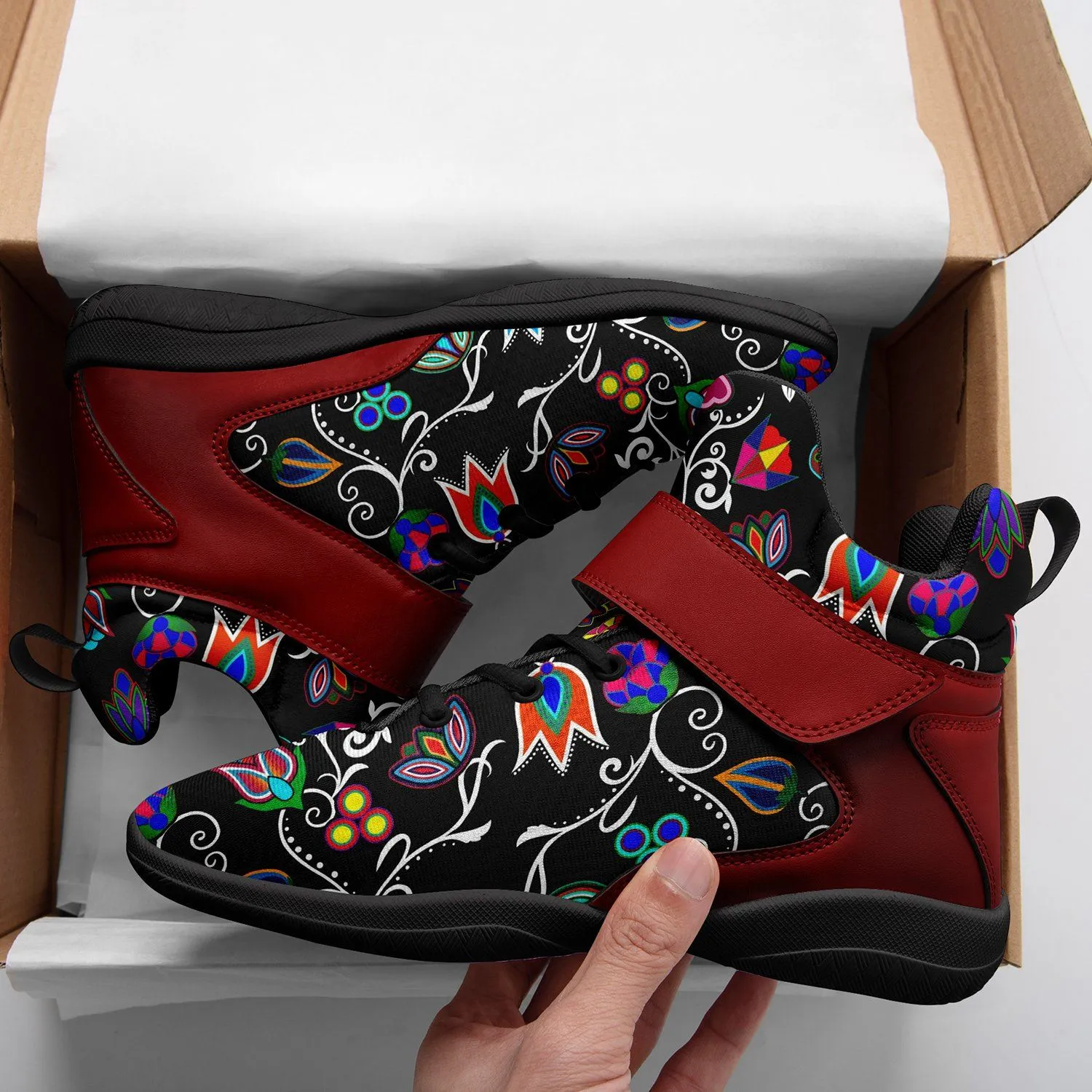 Indigenous Paisley Black Ipottaa Basketball / Sport High Top Shoes