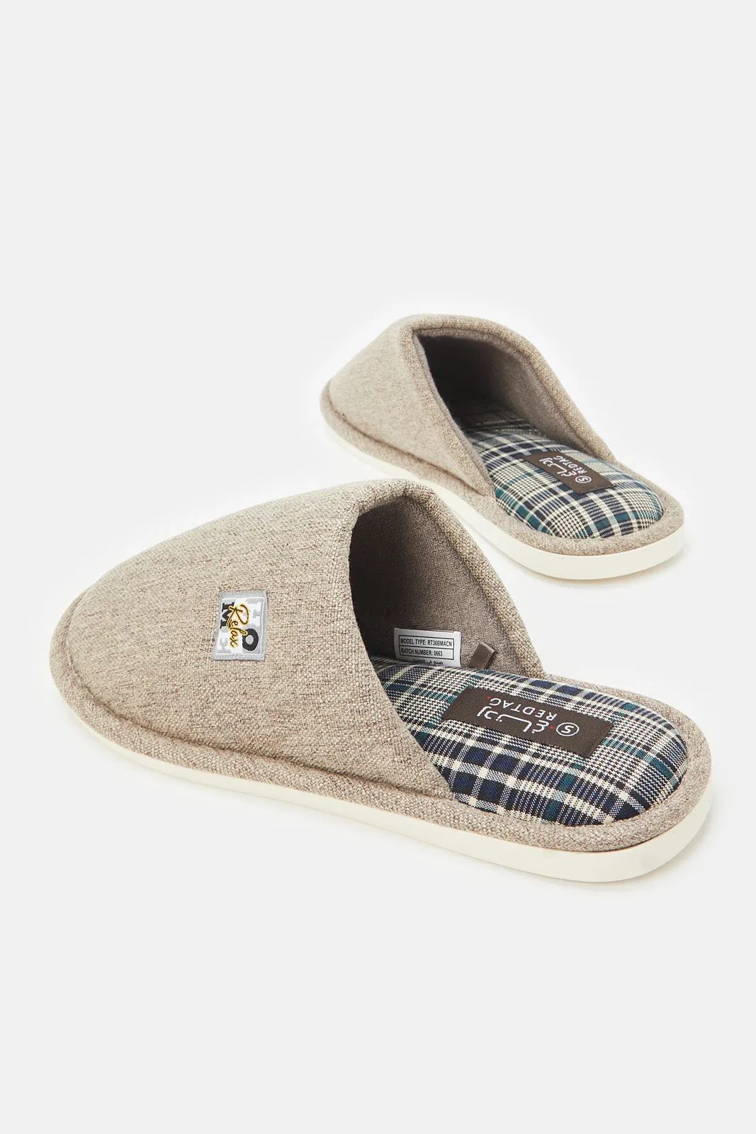 Men Beige Mule Slippers