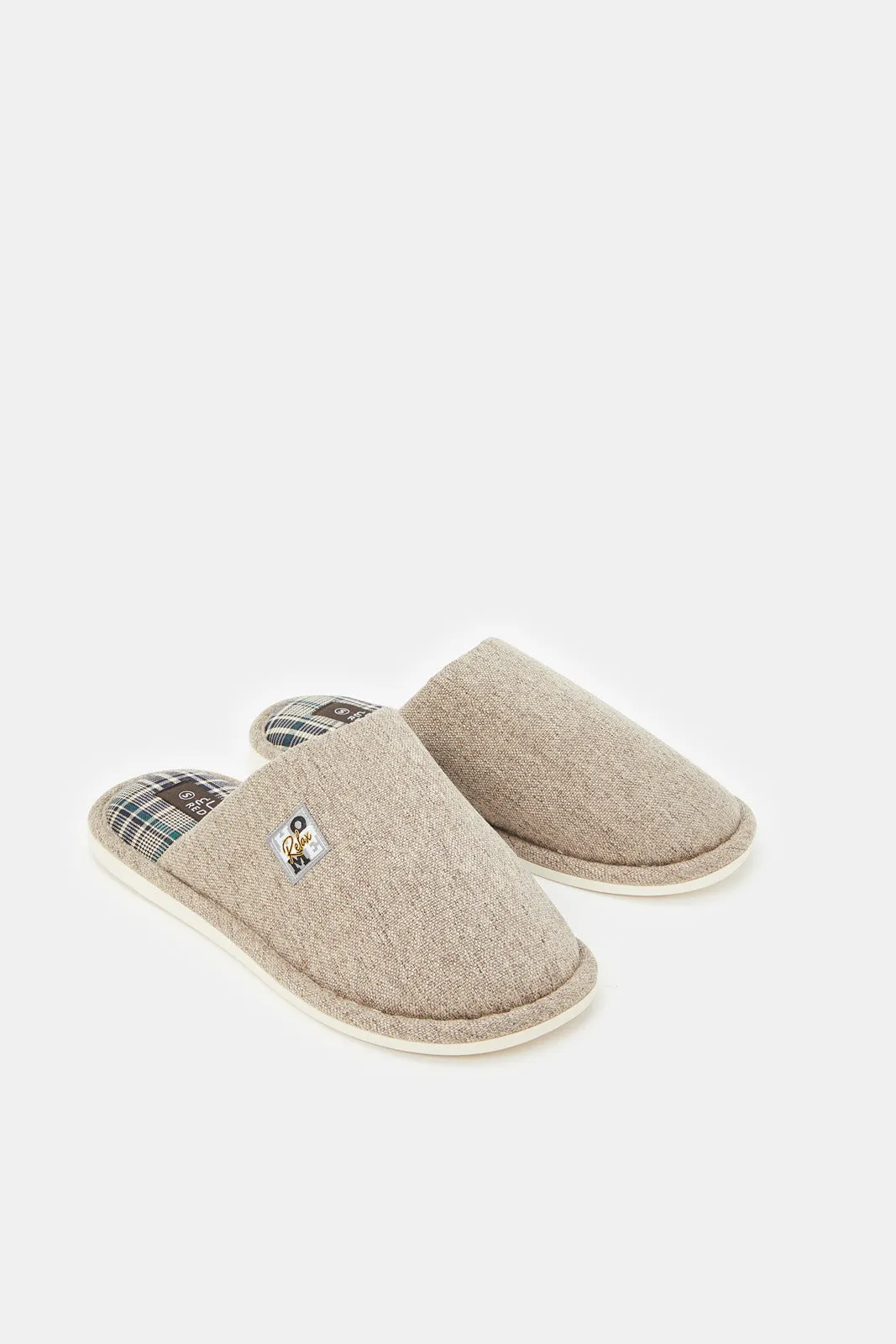 Men Beige Mule Slippers