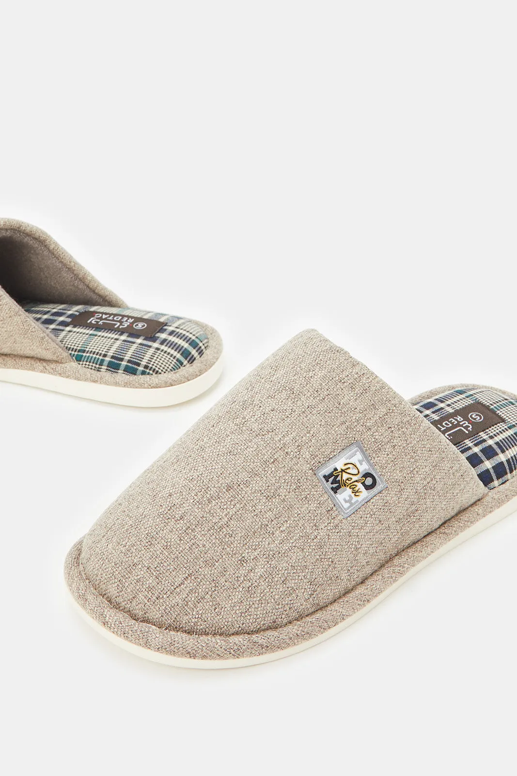 Men Beige Mule Slippers