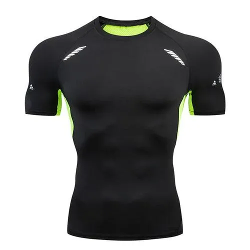 Men Short Sleeve Rash Guard Compression Shirts Quick Dry