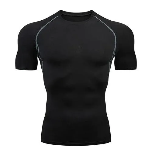 Men Short Sleeve Rash Guard Compression Shirts Quick Dry