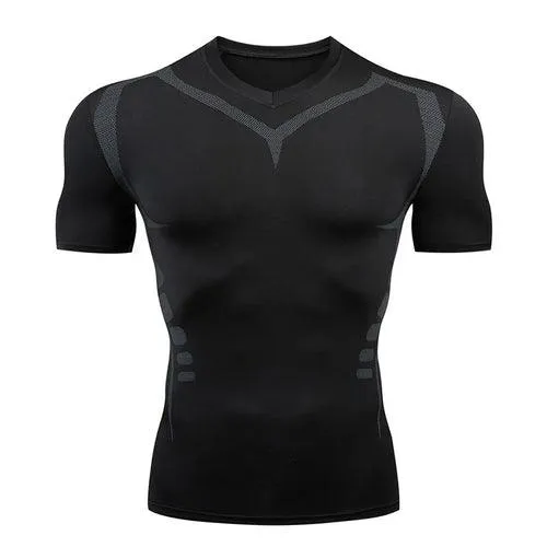 Men Short Sleeve Rash Guard Compression Shirts Quick Dry