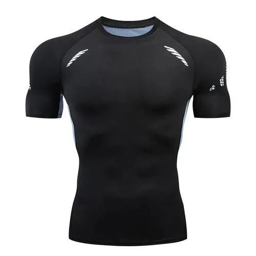 Men Short Sleeve Rash Guard Compression Shirts Quick Dry