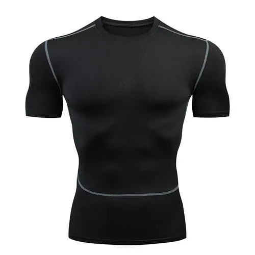 Men Short Sleeve Rash Guard Compression Shirts Quick Dry