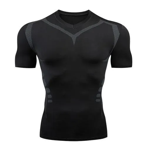 Men Short Sleeve Rash Guard Compression Shirts Quick Dry