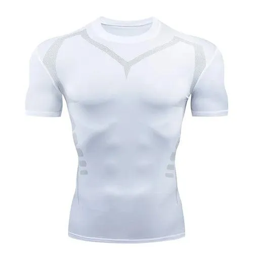 Men Short Sleeve Rash Guard Compression Shirts Quick Dry