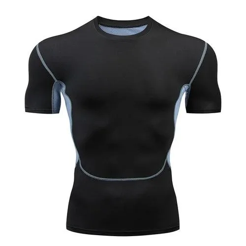 Men Short Sleeve Rash Guard Compression Shirts Quick Dry