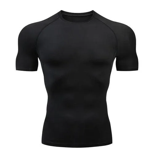 Men Short Sleeve Rash Guard Compression Shirts Quick Dry